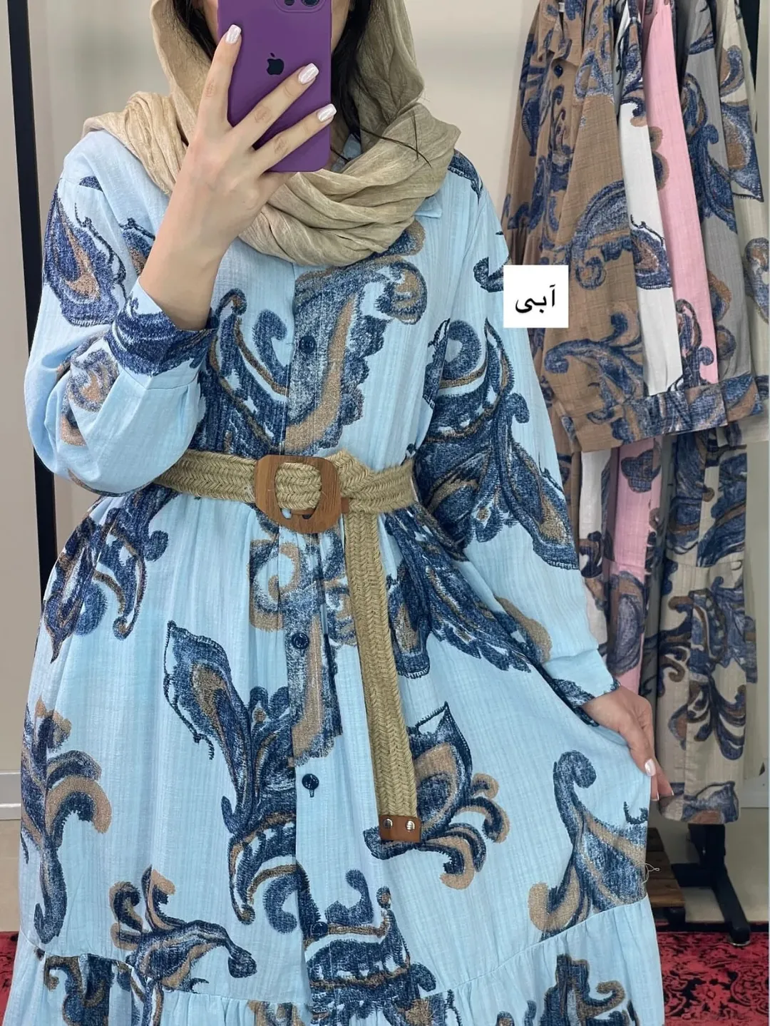 پیراهن بلند پله ای چین دار جلو دکمه